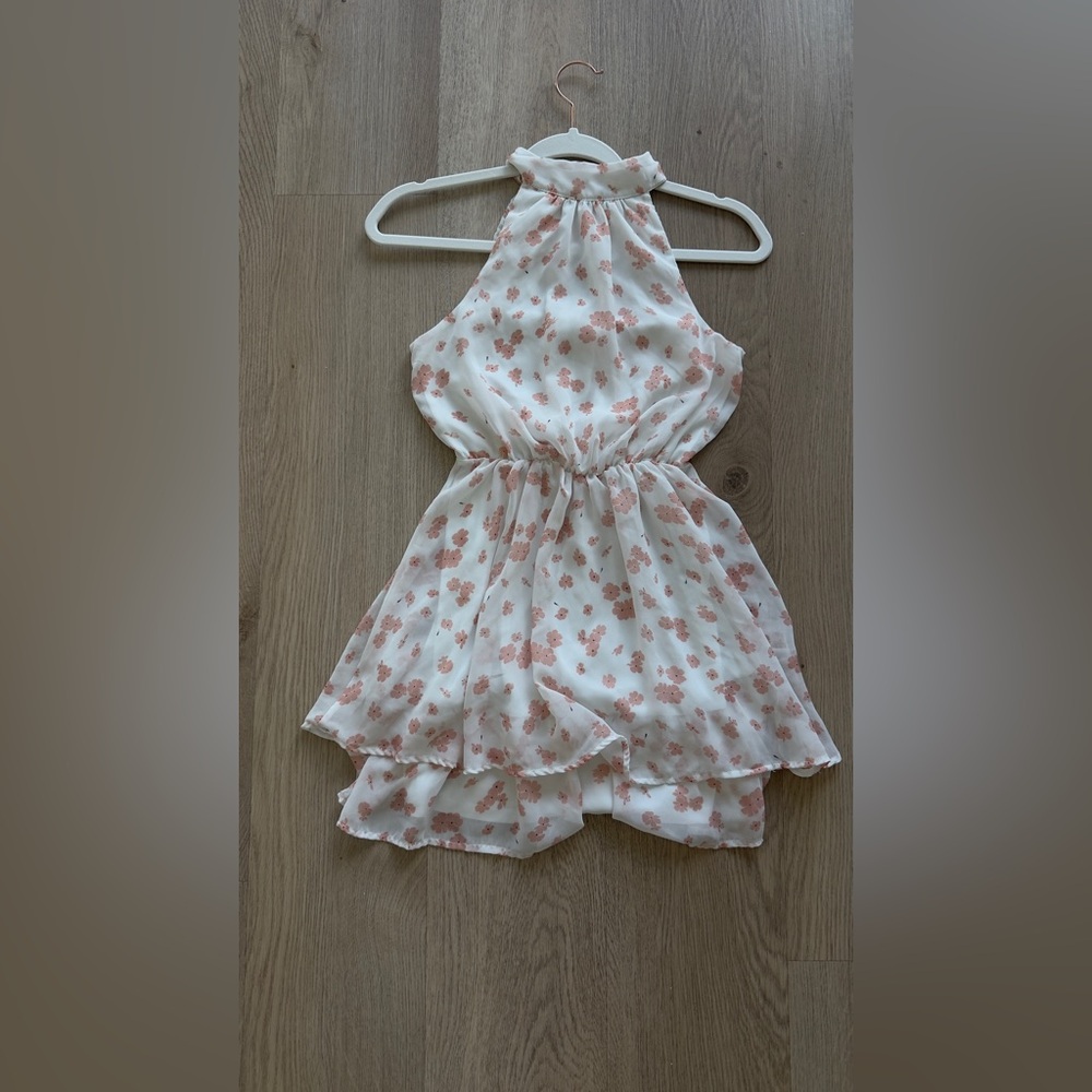 Elegant Halter Dress with Floral Design